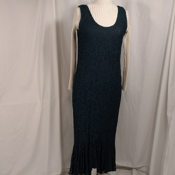 Silk Lace Dark Green Formal Dress Set Excellent Quality Sara Mique Holiday Party - Picture 7 of 16